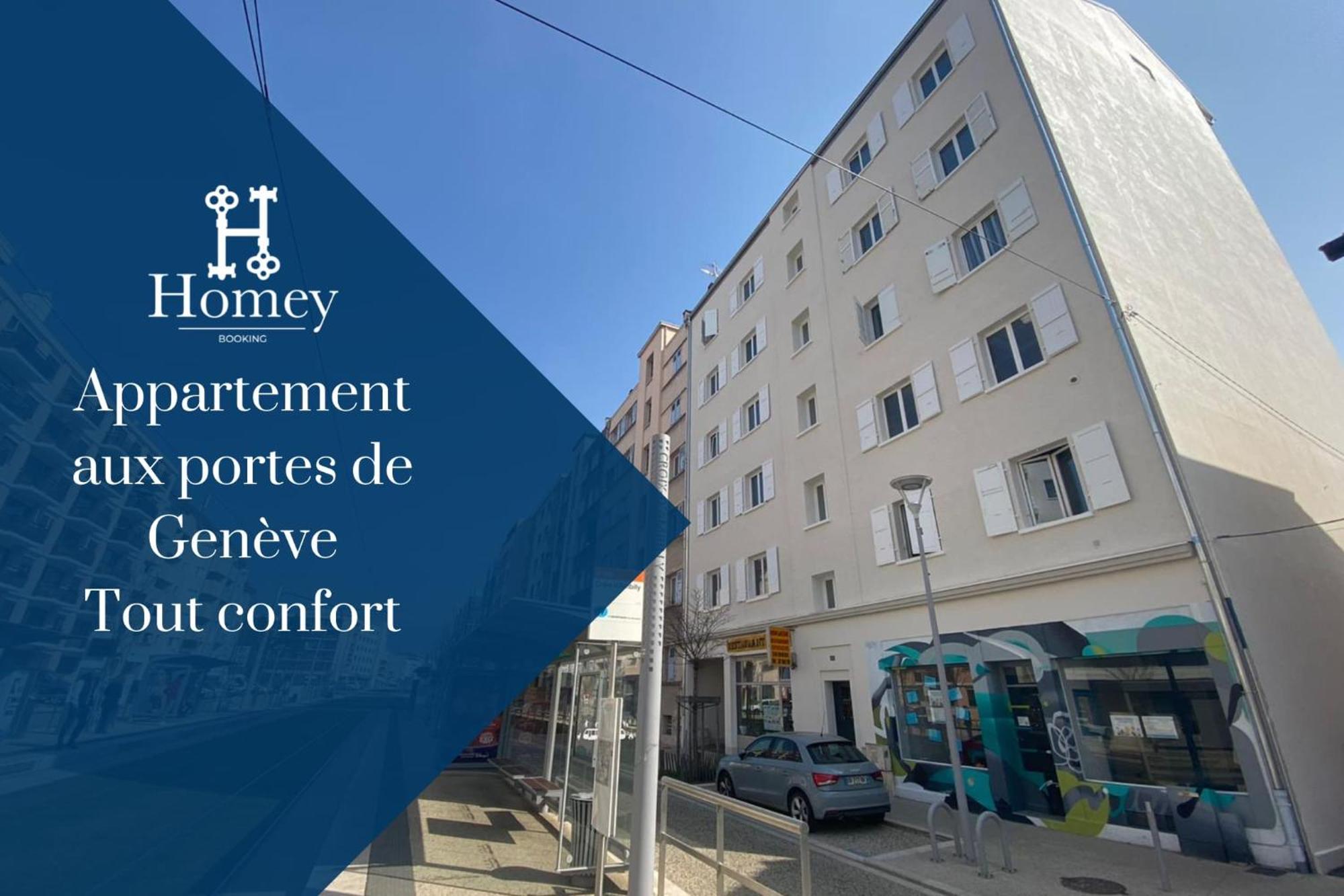 Homey Keola - Parking Prive Gratuit - Aux Portes De Geneve - Au Pied Du Tram - Appartement Avec 1 Chambre Et Un Grand Salon Avec Un Canape-Lit Ambilly Eksteriør billede